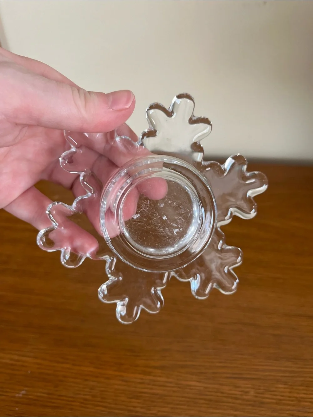Clear Glass Snowflake Tealight Holder